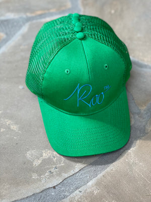 Roo Trucker Hat- Kelly Green & Blue