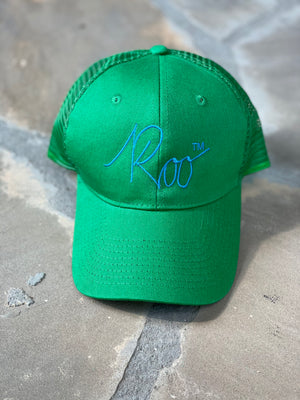 Roo Trucker Hat- Kelly Green & Blue